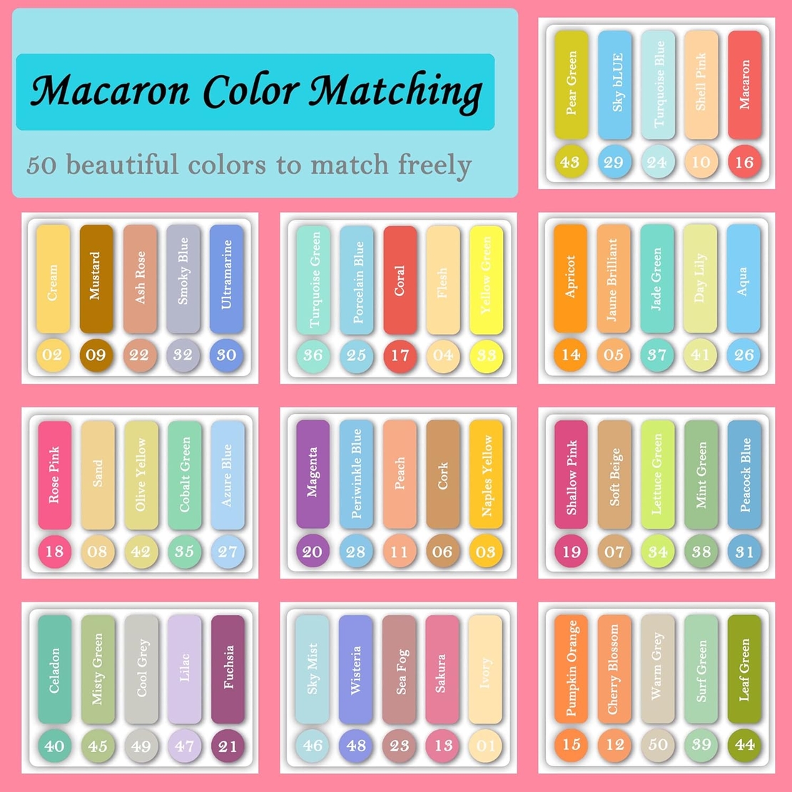 סט עפרונות צבעוניים בגווני פסטל 50 צבעים Kalour Macaron