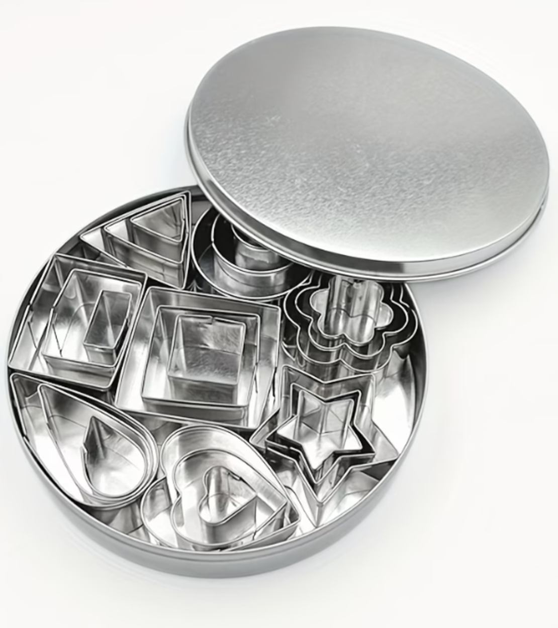 סט 24 חותכני נירוסטה ליצירה ואפייה – מגוון צורות וגדלים