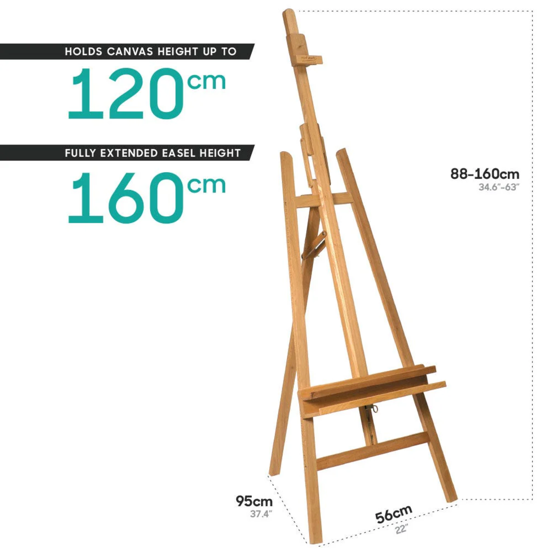 כן ציור עומד מעץ עם הטיה מתכווננת Floor Easel with Tilt