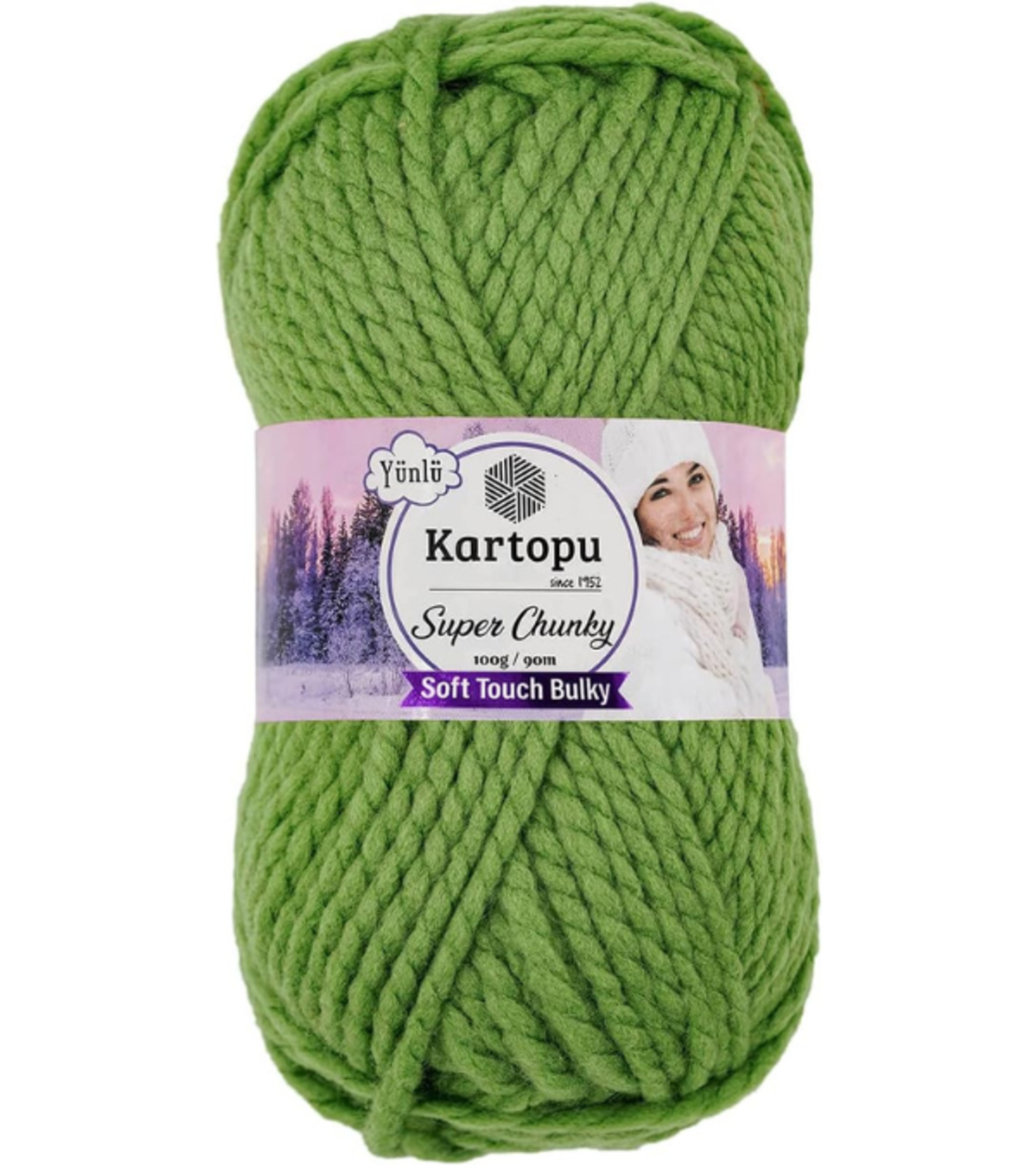 חוט צמר עבה לסריגה Kartopu Super Chunky – צבע ירוק תפוח