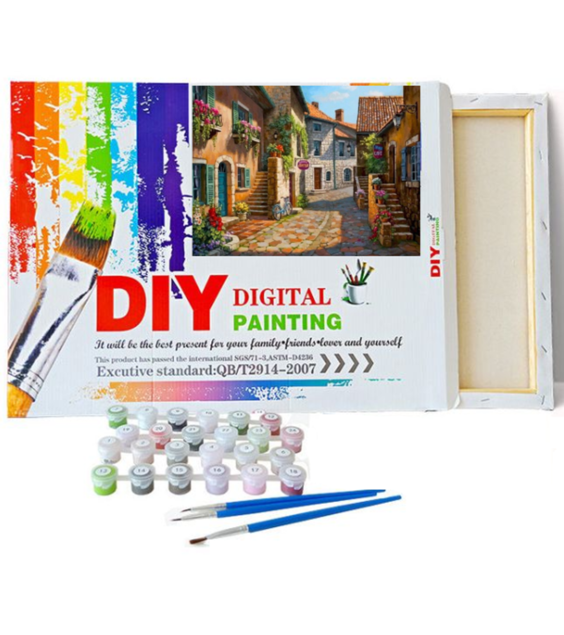 ערכת ציור לפי מספרים DIY - רחוב ציורי בכפר | Digital Painting