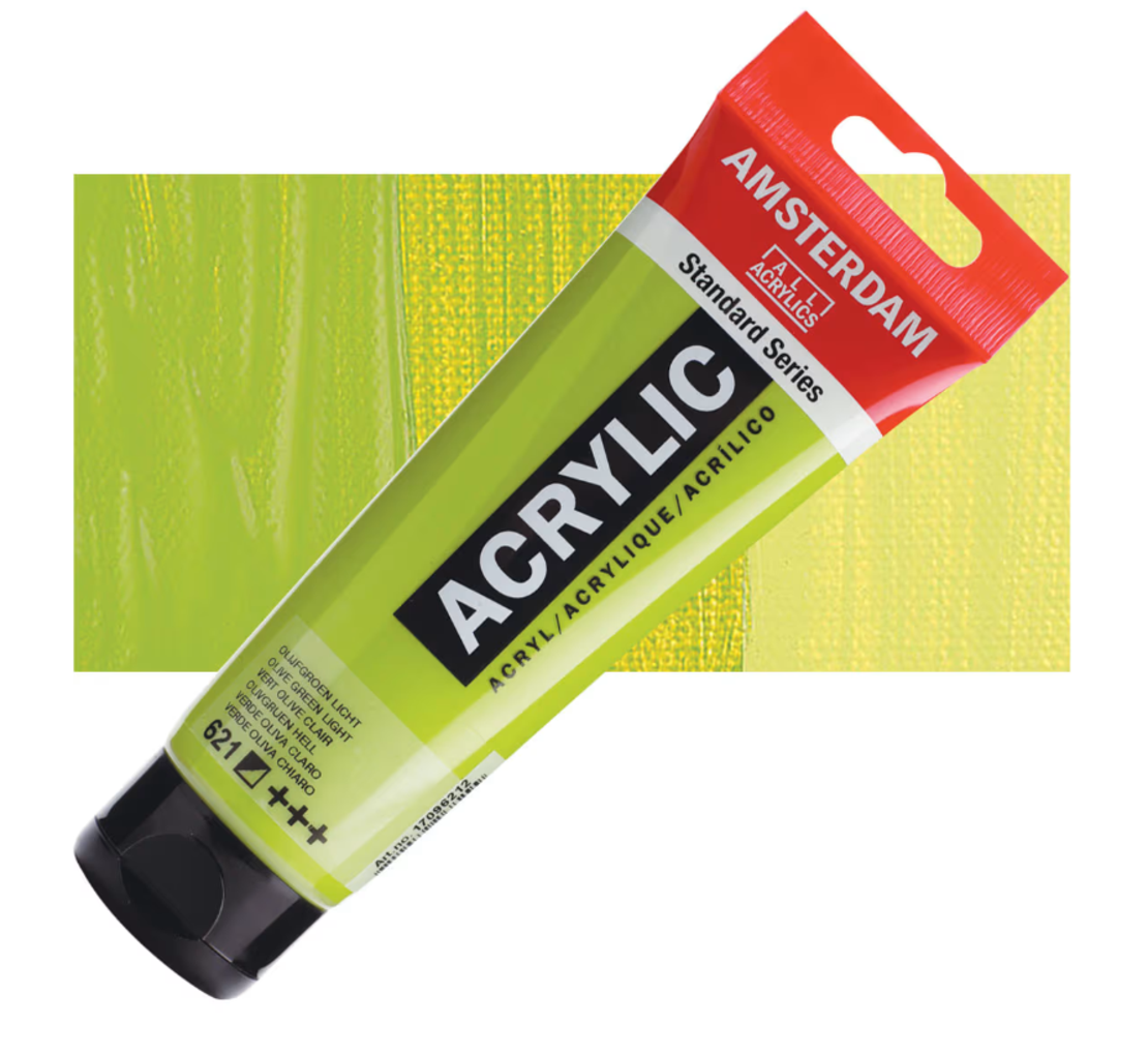 צבע אקריליק אמסטרדם – ירוק זית בהיר 624, סדרת סטנדרד, 120 מ״ל