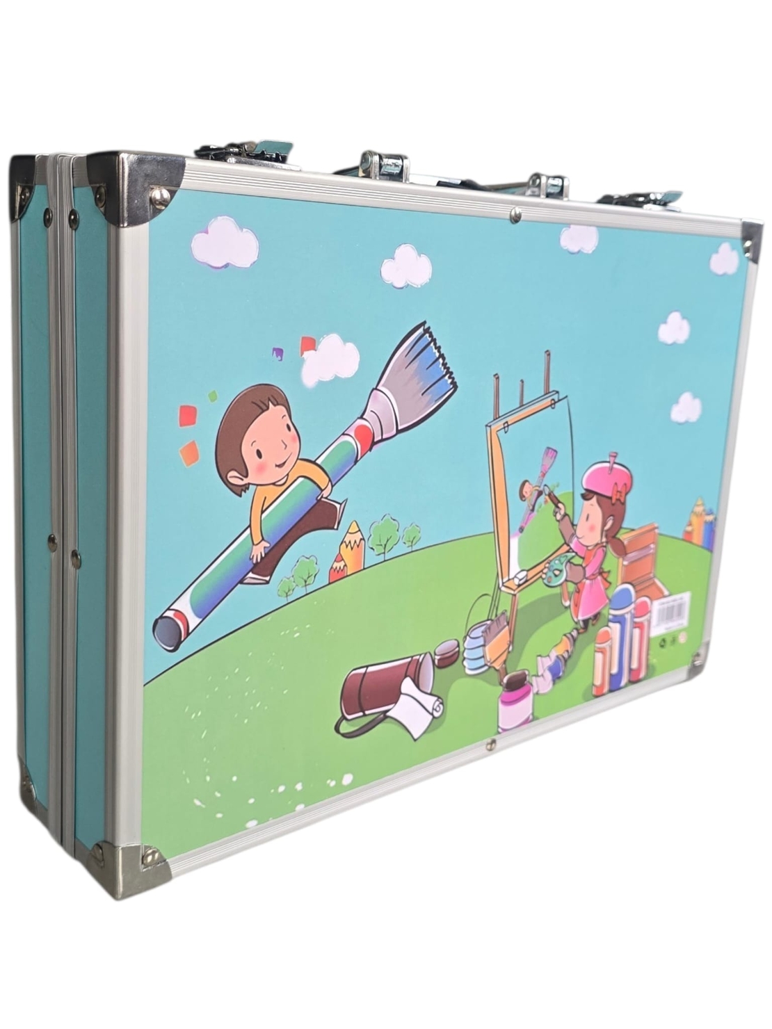 סט ציור מקצועי 145 חלקים במזוודה – ערכת יצירה מלאה לילדים ולמתחילים