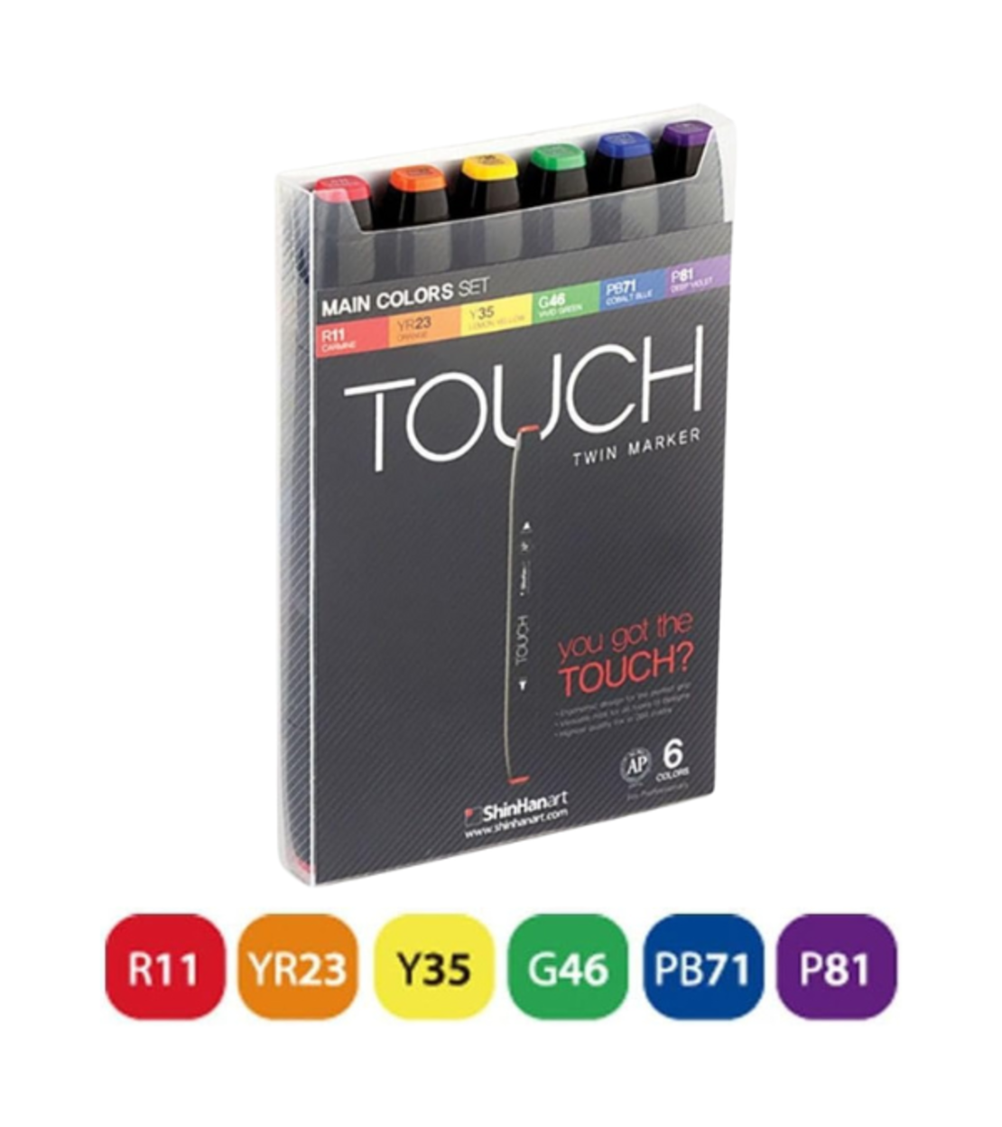 ערכת טושים Touch Twin 6 צבעים - סט בסיסי על בסיס אלכוהול דו-צדדי