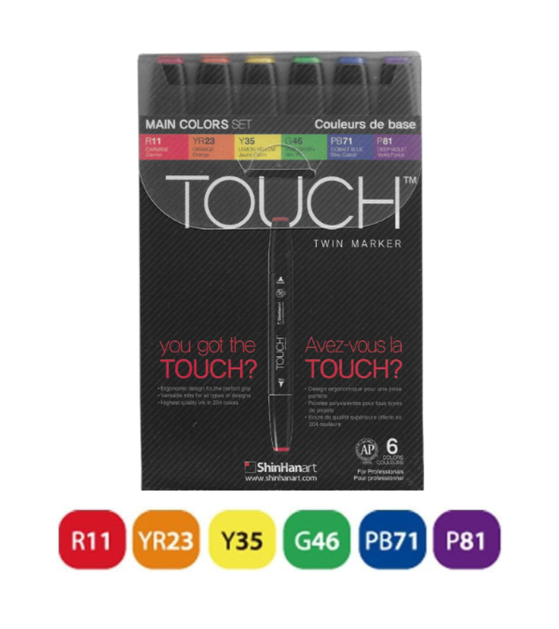 ערכת טושים Touch Twin 6 צבעים - סט בסיסי על בסיס אלכוהול דו-צדדי