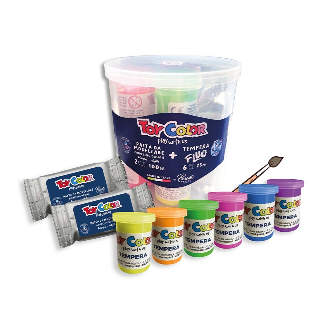 ערכת יצירה פרימיום TOY COLOR – צבעי טמפרה פלואורסנטיים וחומרי פיסול מקצועיים