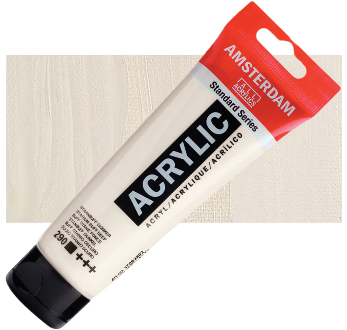 צבע אקריליק אמסטרדם מסדרת Standard – גוון טיטניום באף כהה (Titanium Buff Deep 290)