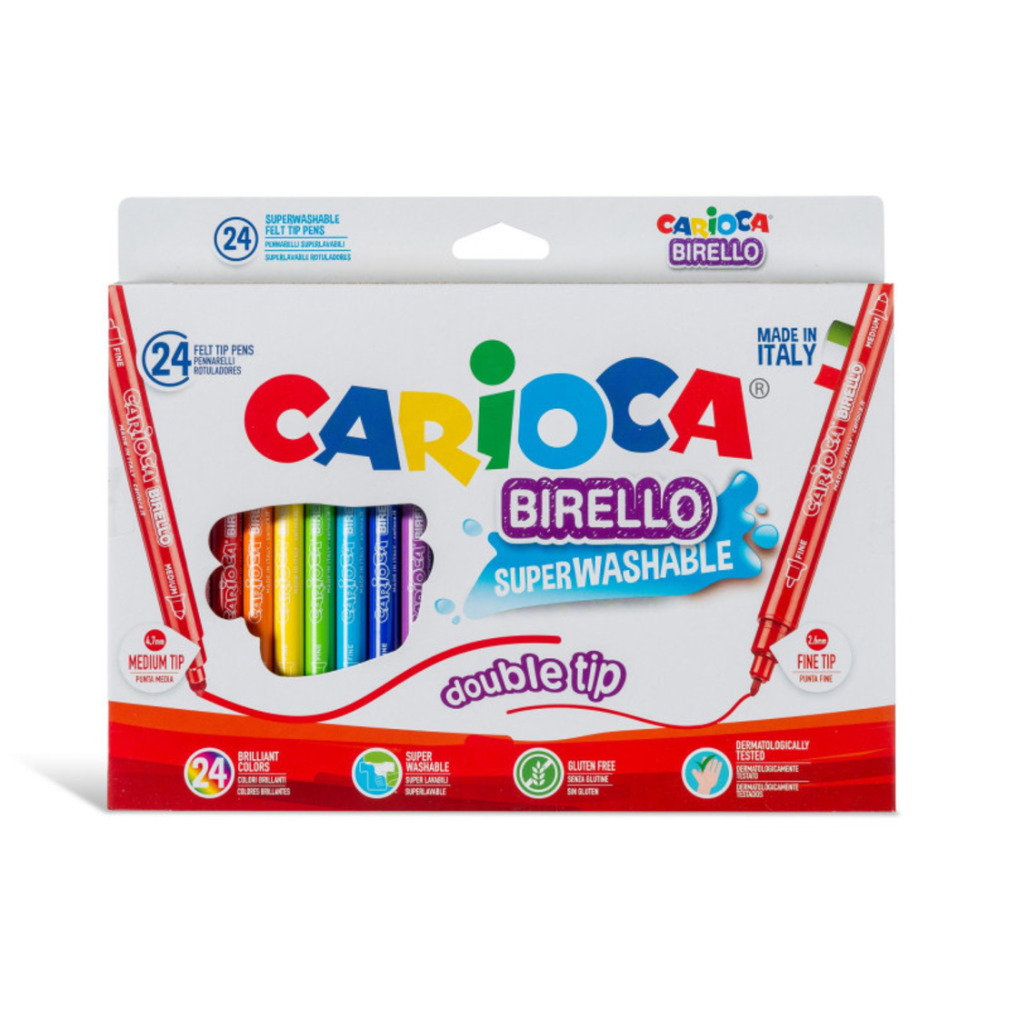 סט 24 טושים דו-צדיים איכותיים מבית CARIOCA (איטליה) קריוקה