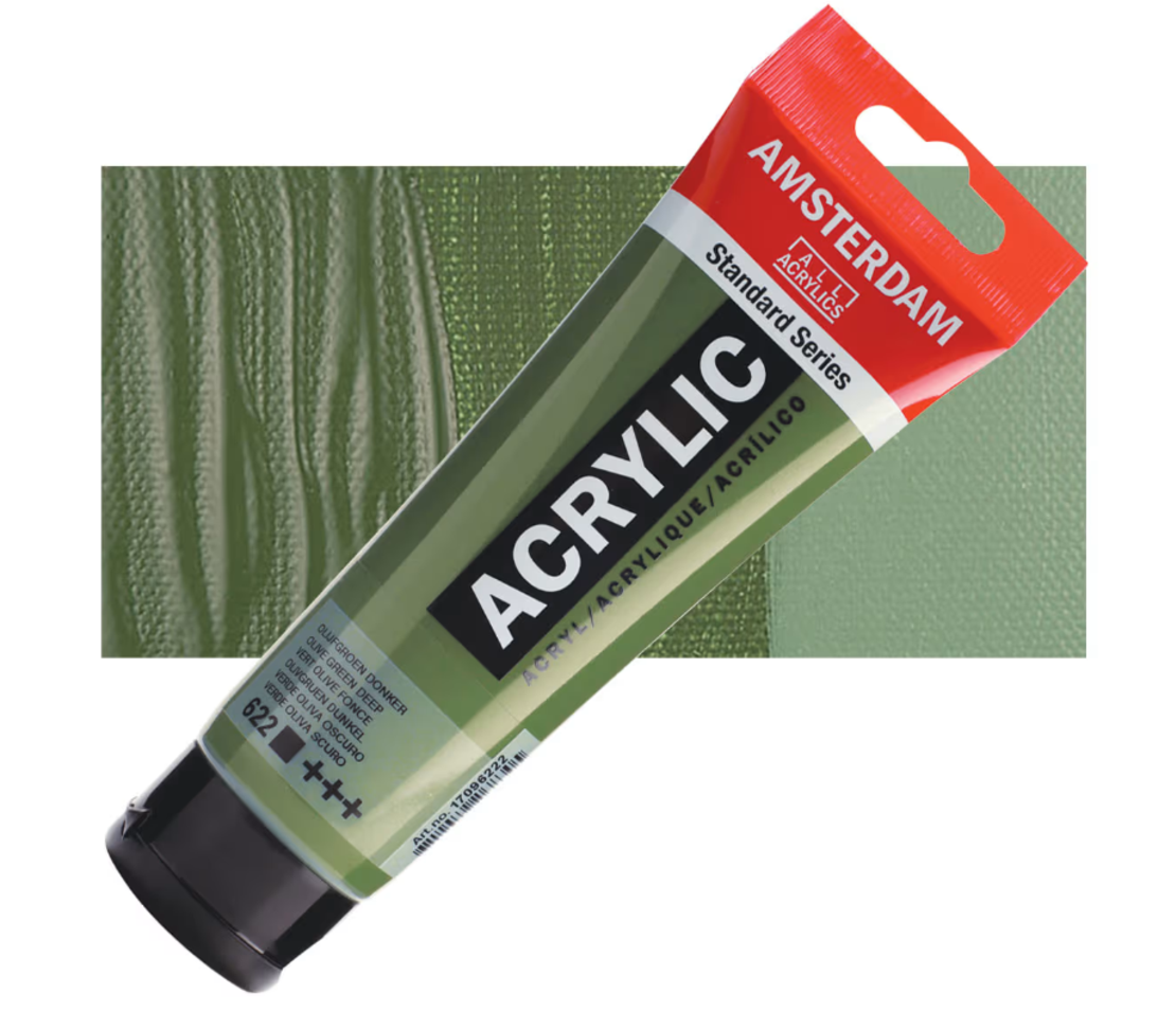 צבע אקריליק אמסטרדם – ירוק זית כהה 622 (Amsterdam Acrylic – Olive Green)