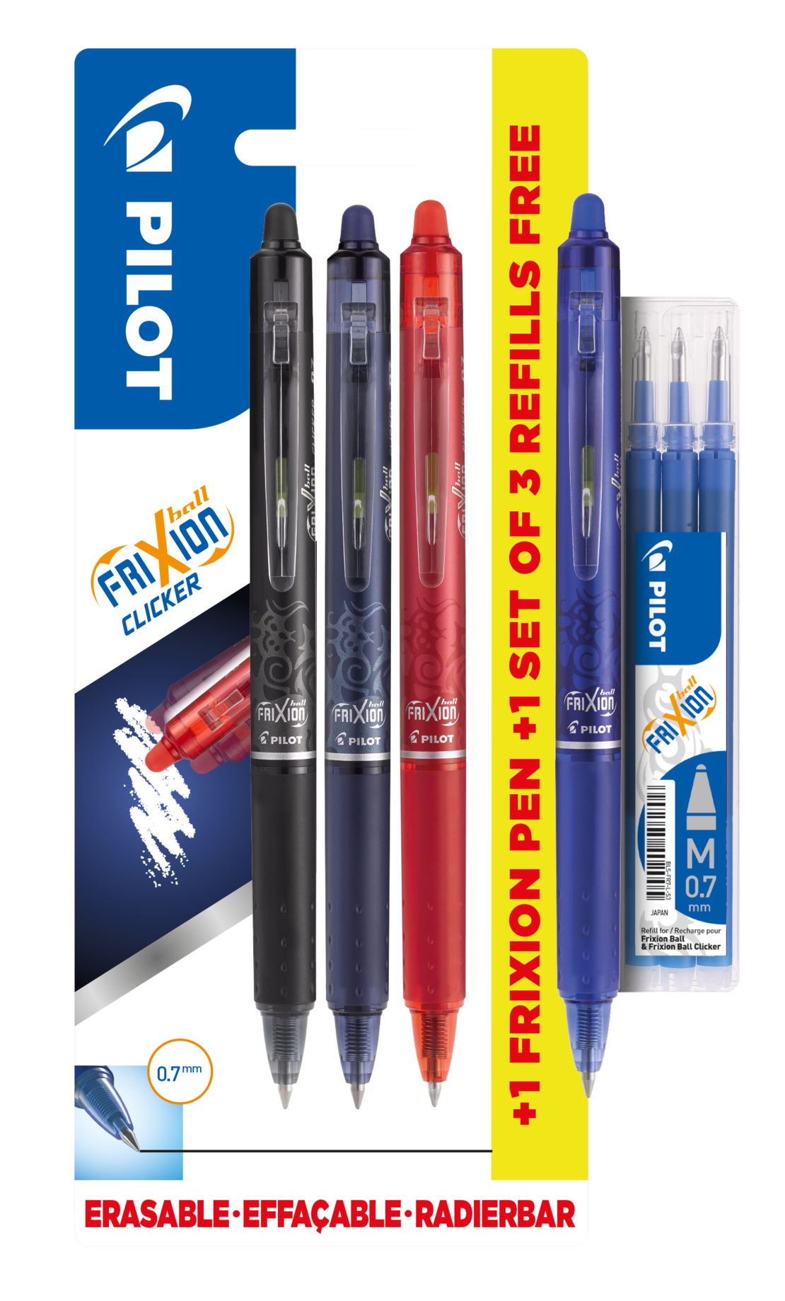 ערכת עטי ג'ל מחיקים 0.7 מ