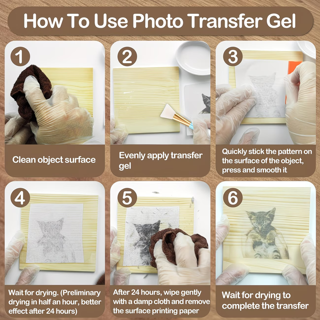 ערכת Photo Transfer Pro – מדיום להעברת תמונות לעץ, בד ומשטחים שונים 60 מייל