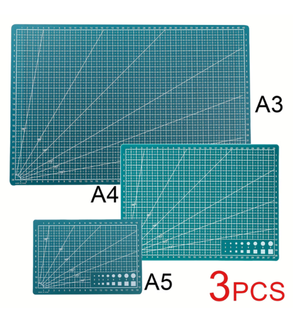 סט 3 משטחי חיתוך PVC – A3 / A4 / A5, צד אחד