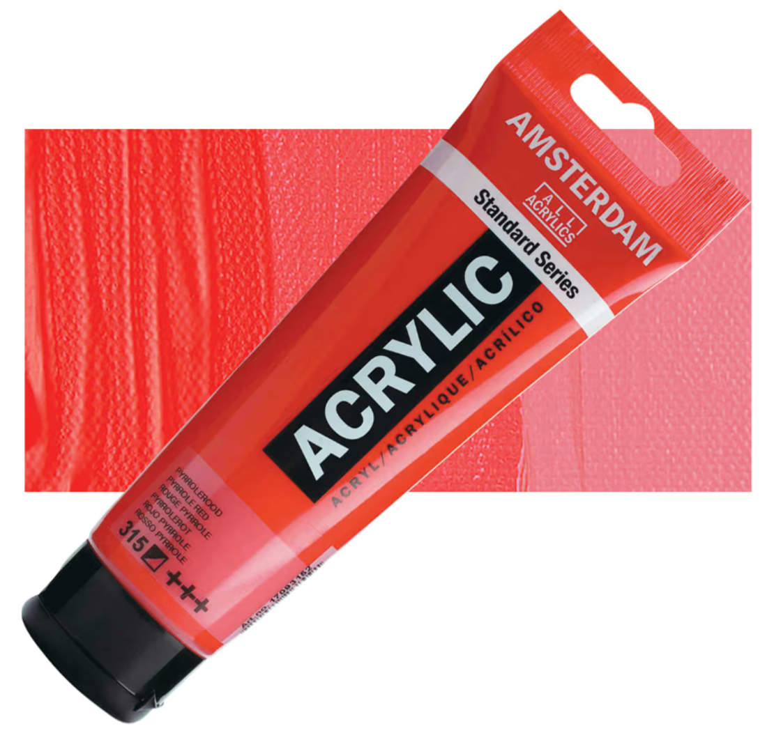 צבע אקריליק אמסטרדם מסדרת Standard – גוון אדום פירול (Pyrrole Red 315)