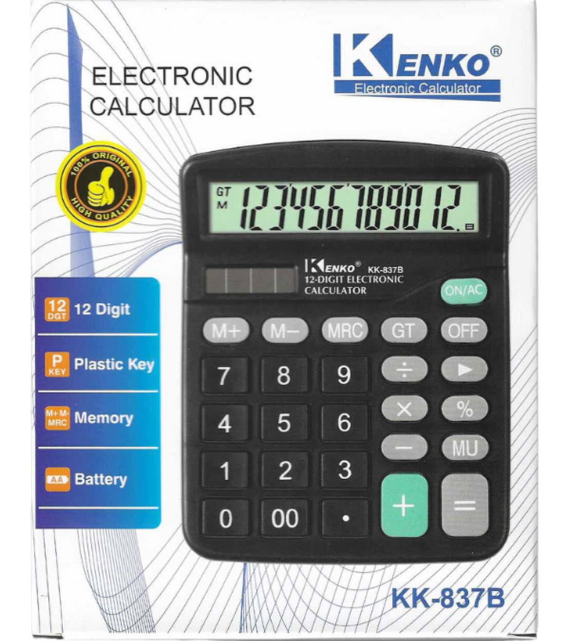 מחשבון שולחני 12 ספרות גדולות, דגם KK-837B
