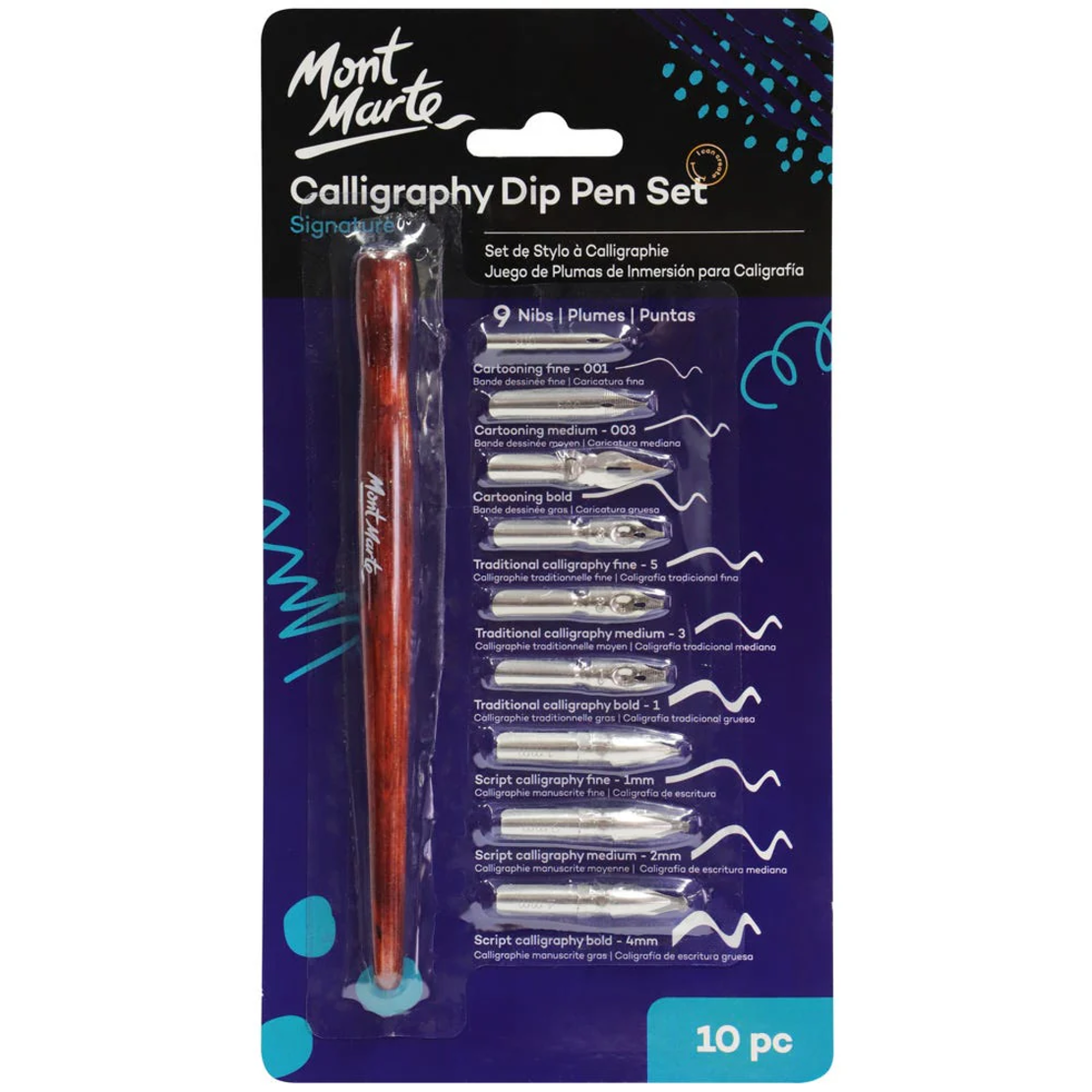 סט עט קליגרפיה טבילה 10 חלקים Mont Marte Calligraphy Dip Pen Set