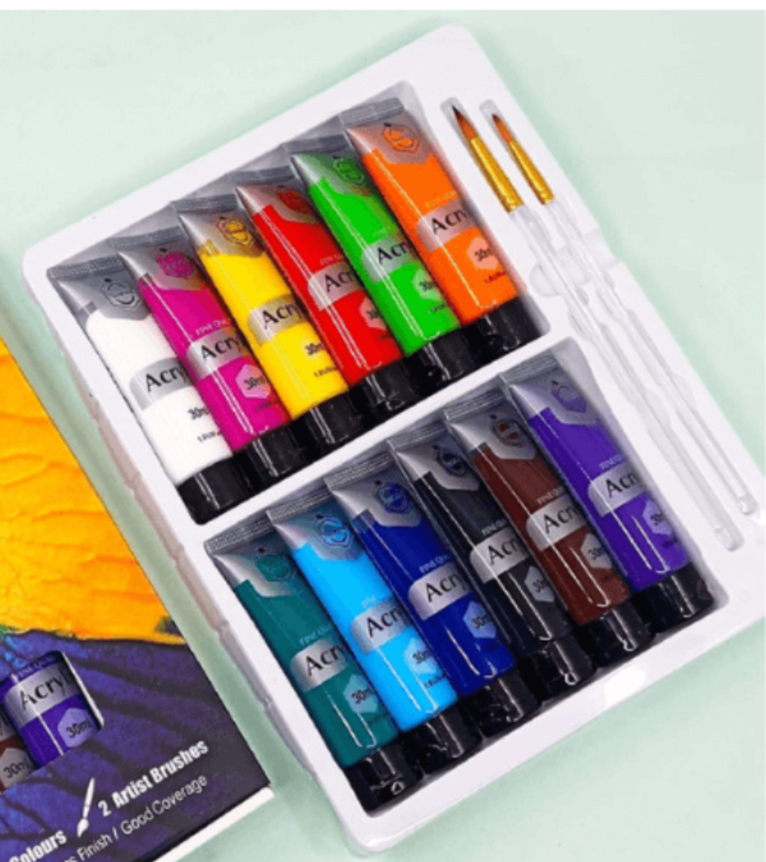 סט צבעי אקריליק איכותיים – 12 צבעים × 30 מ