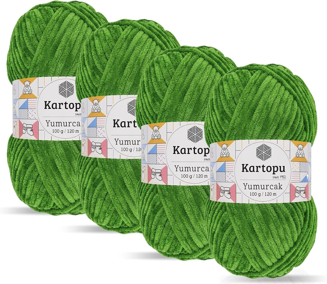 חוט קטיפה לסריגה Kartopu Yumurcak – צבע ירוק
