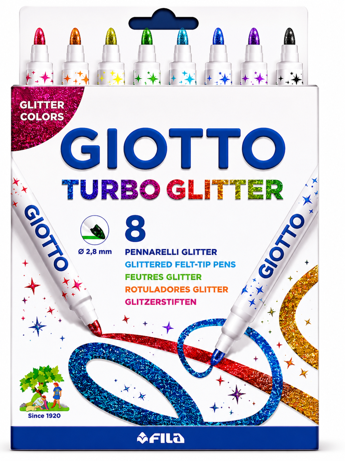 טושים נוצצים Giotto Turbo Glitter - מארז של 8 טושים