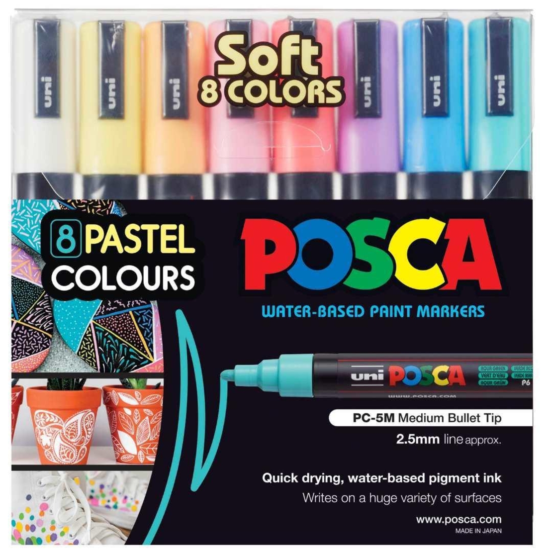 סט 8 טושים אקריליק פוסקה גווני פסטל UNI POSCA PC-5M