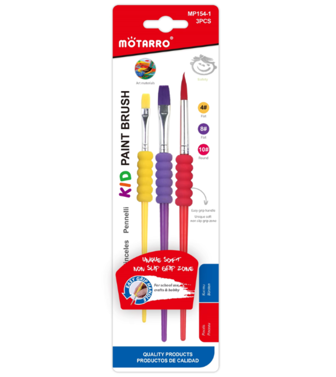 סט 3 מכחולים לציור עם ידית נוחה Motarro