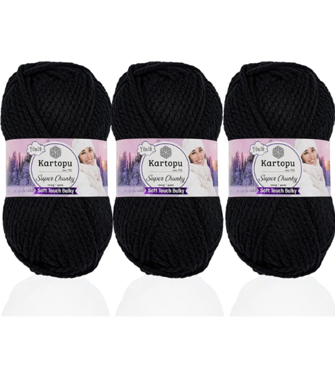 חוט צמר עבה לסריגה Kartopu Super Chunky – צבע שחור