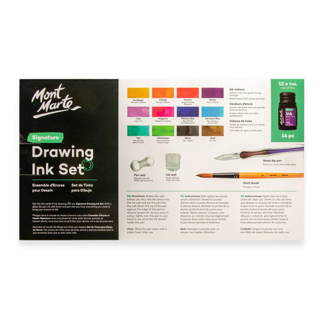 סט דיו לציור 16 חלקים Mont Marte Drawing Ink Set – Signature