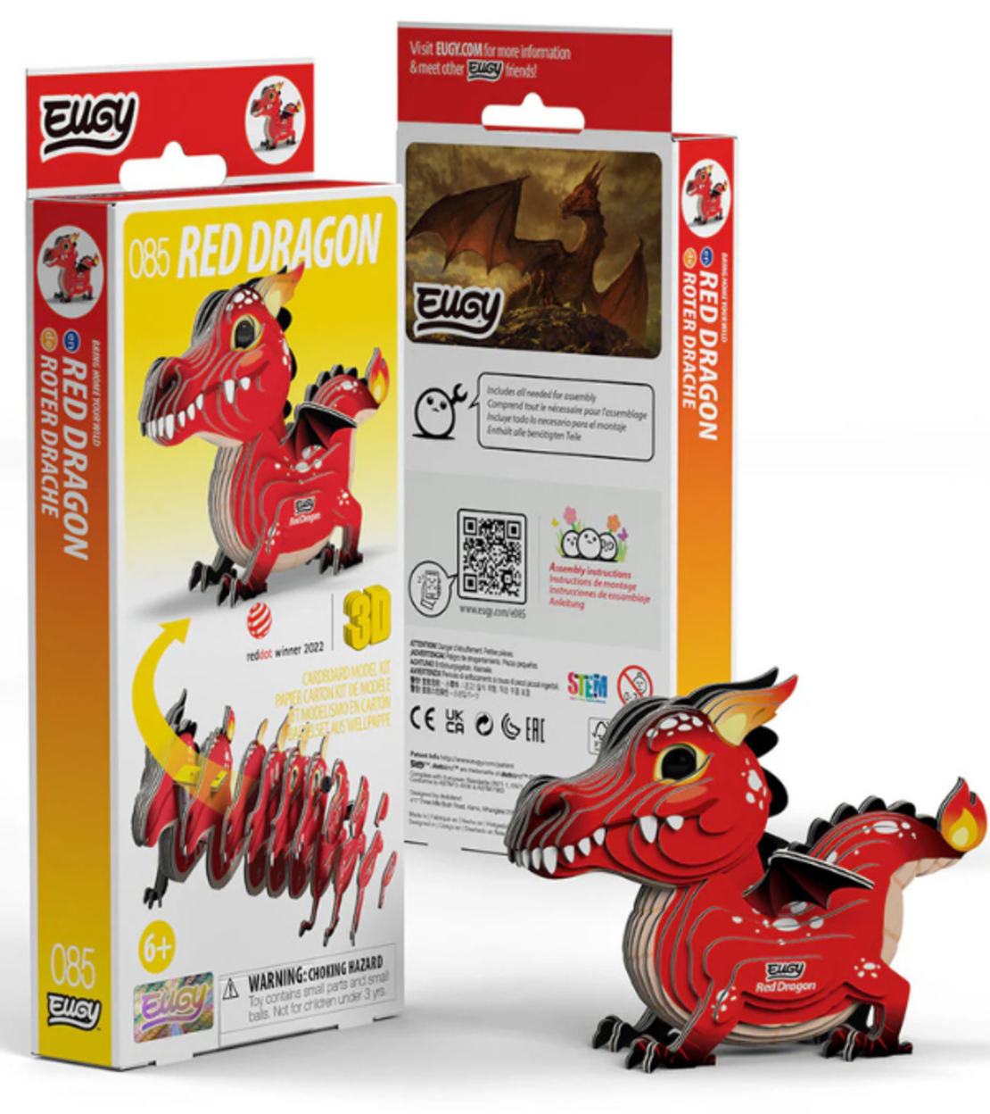 ערכת הרכבה תלת־ממדית דרקון אדום EUGY – Red Dragon פאזל 3D מקרטון