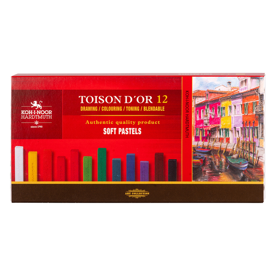 סט גירי פסטל רכים מרובעים 12 גוונים Koh-I-Noor Toison D'or