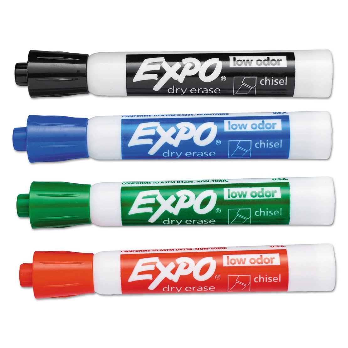 טוש לוח מחיק-סט צבעי בסיס 4 טושים ללוח מחיק- EXPO ראש קטום