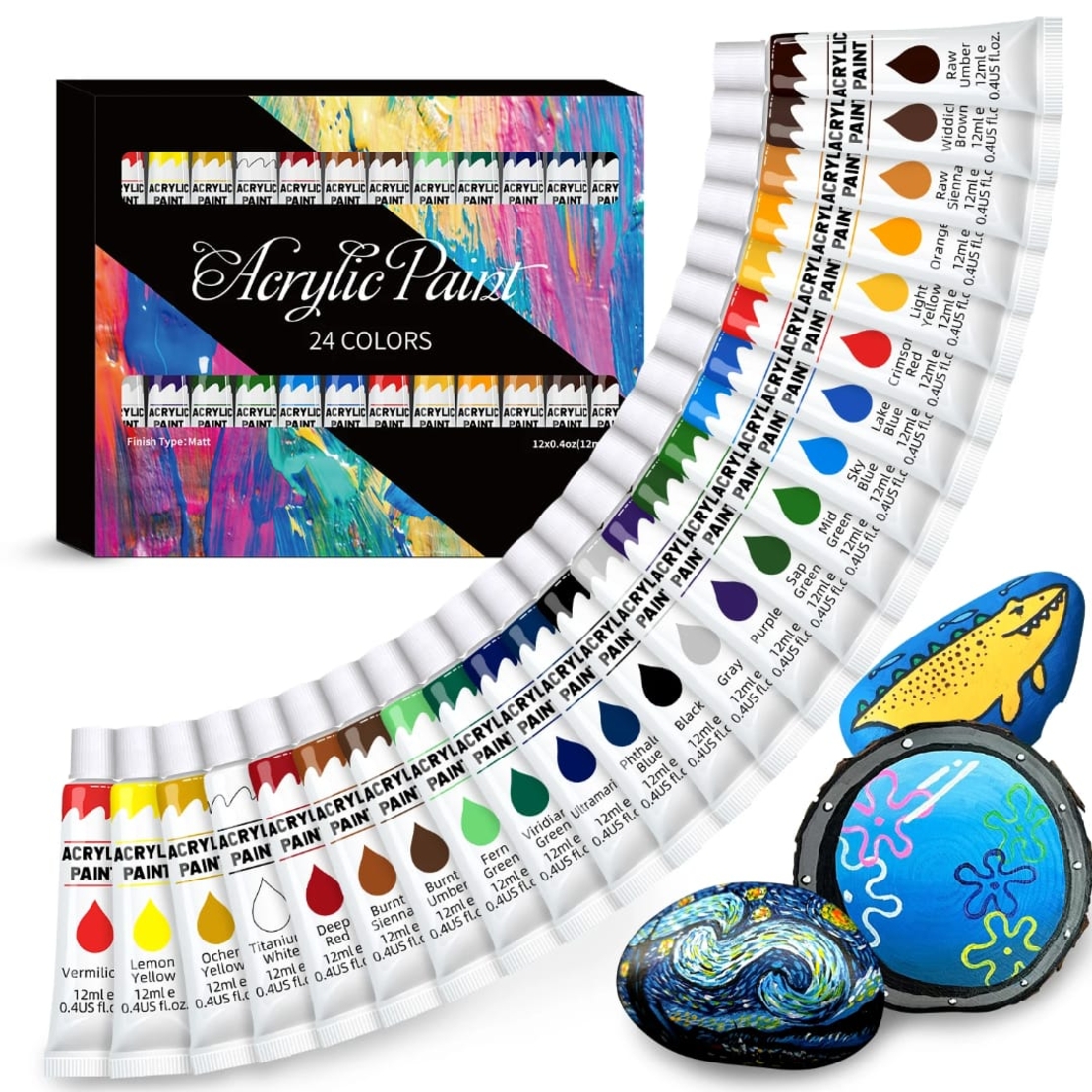 סט צבעי אקריליק 24 גוונים-acrylic paint