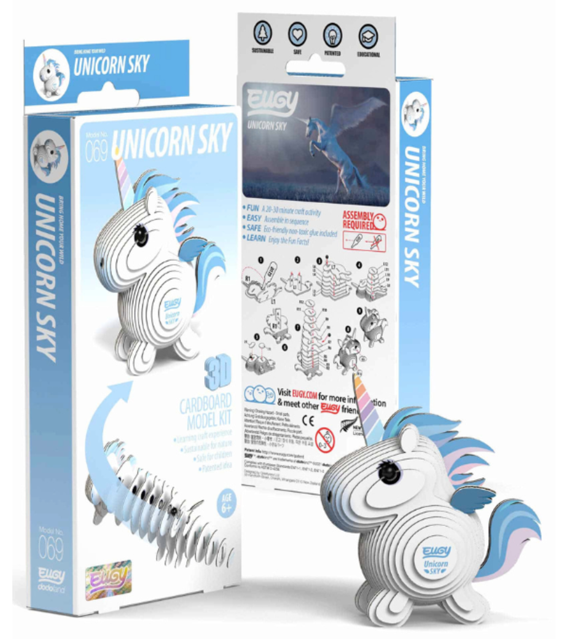 ערכת הרכבה תלת־ממדית חד קרן EUGY – Unicorn Sky פאזל 3D מקרטון