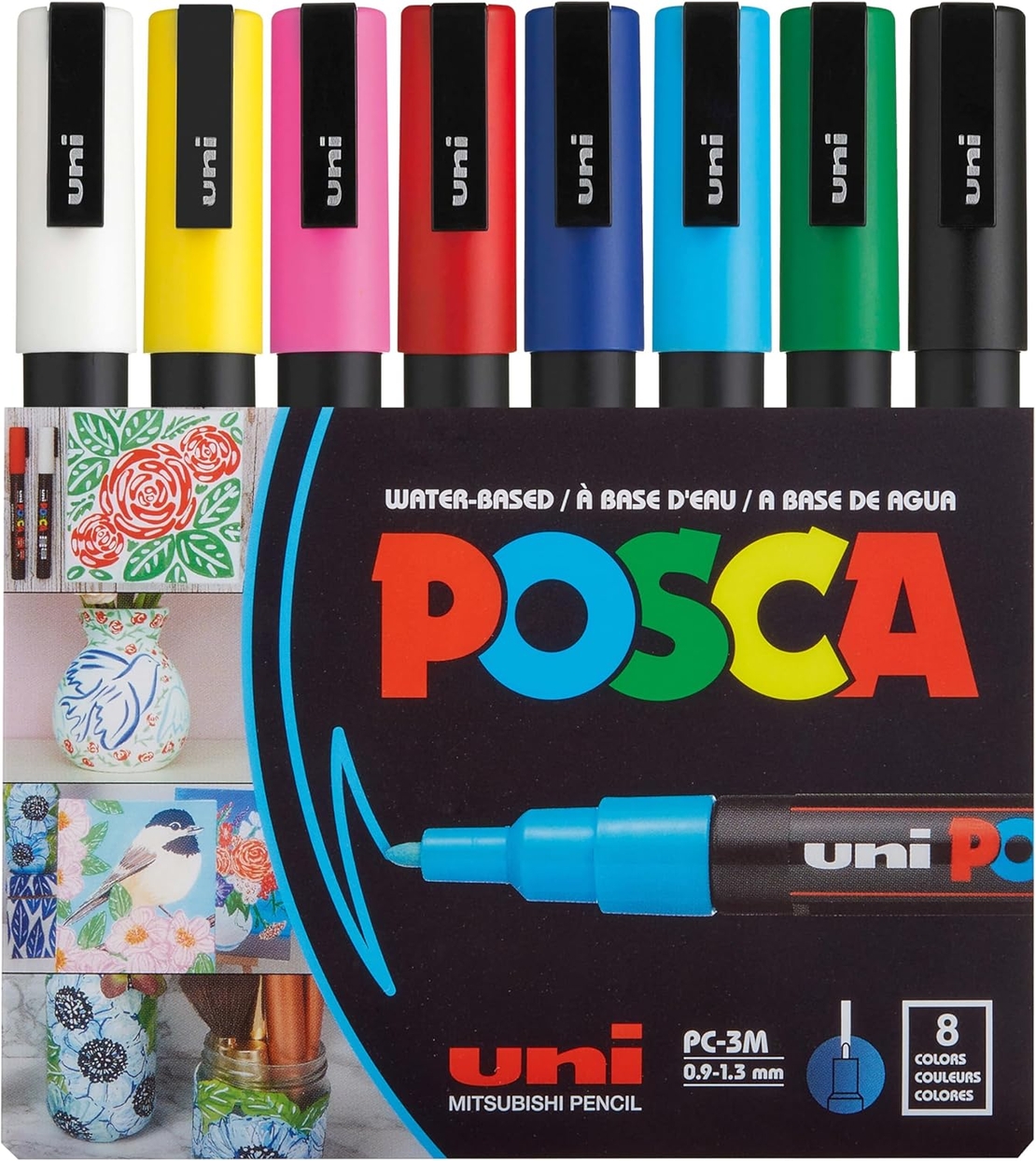 סט 8 טושים אקריליק פוסקה UNI POSCA PC-3M