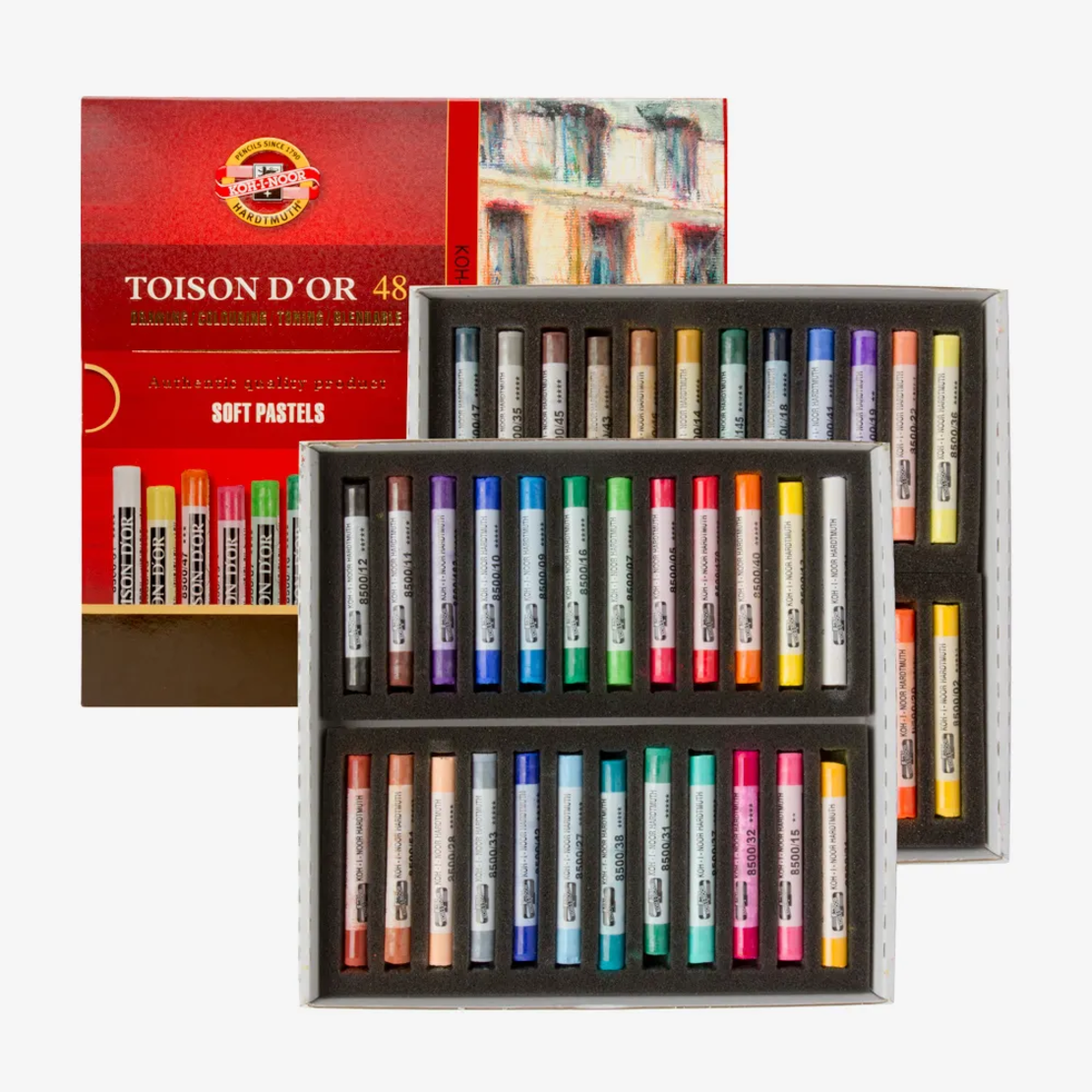 סט גירי פסטל רכים עגולים 48 גוונים – Koh-I-Noor Toison D'or