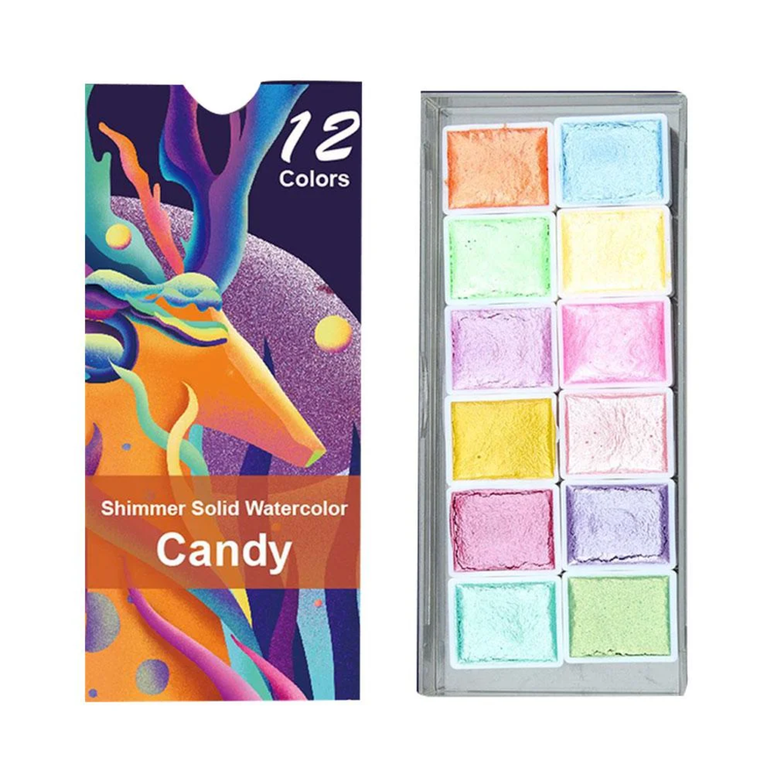 ערכת צבעי מים מטאליים 12 צבעים - Candy