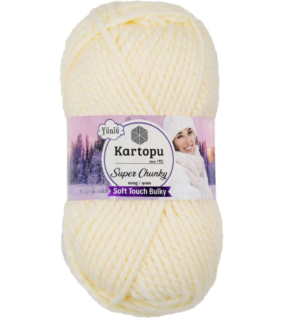 חוט צמר עבה לסריגה Kartopu Super Chunky – צבע קרם