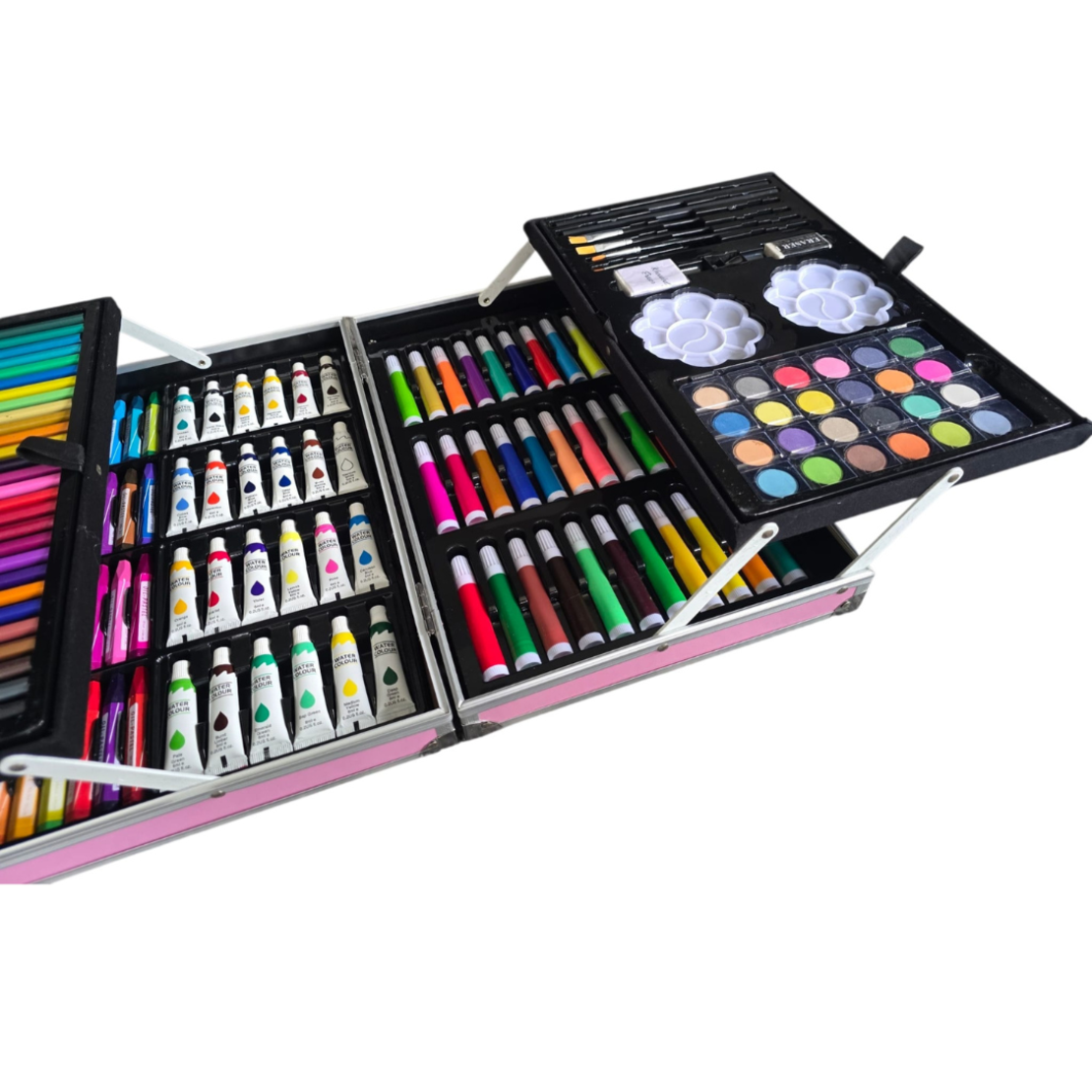 סט ציור מקצועי 145 חלקים במזוודה – ערכת יצירה מלאה לילדים ולמתחילים
