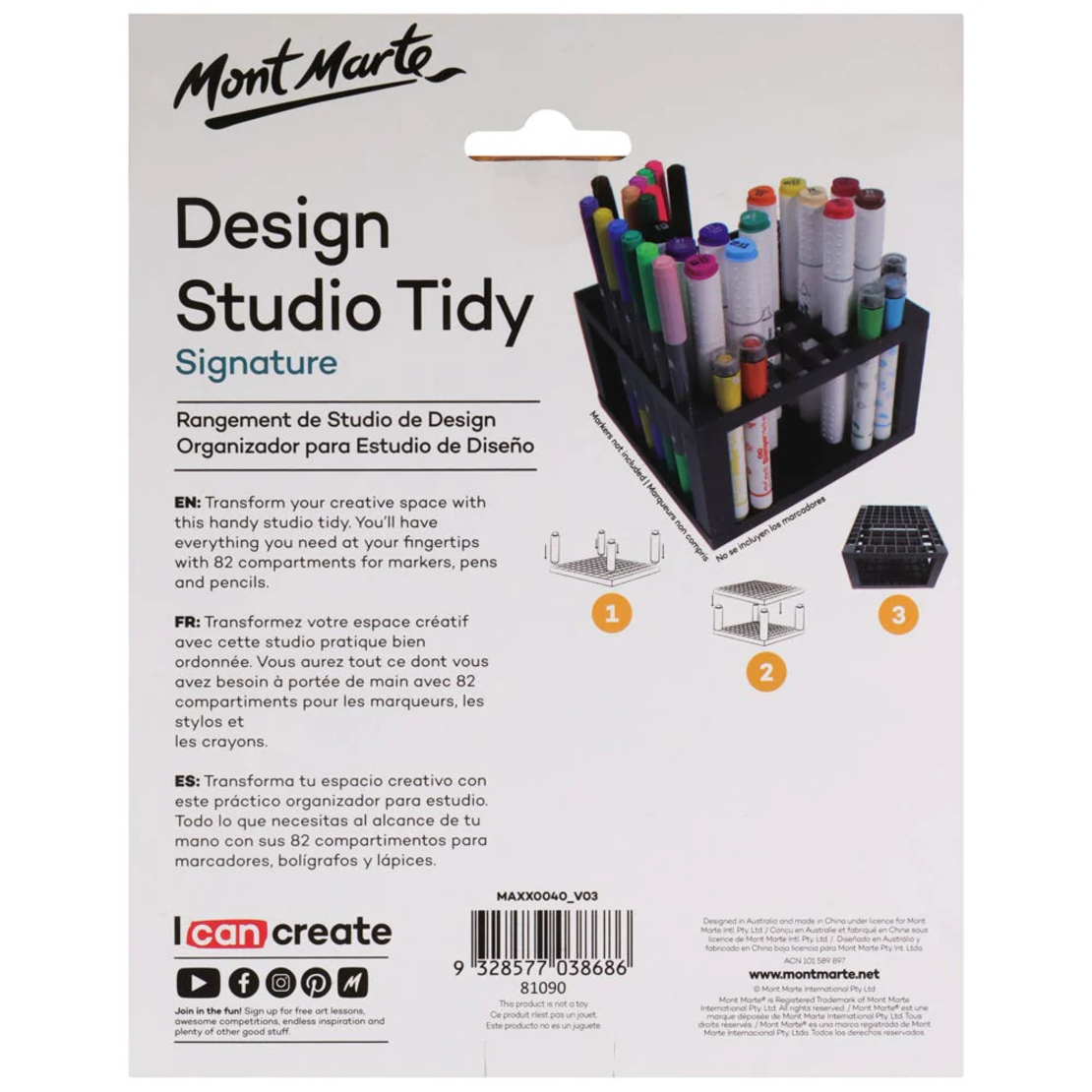מתקן אחסון שולחני לעטים וטושים – Mont Marte Design Studio Tidy Signature