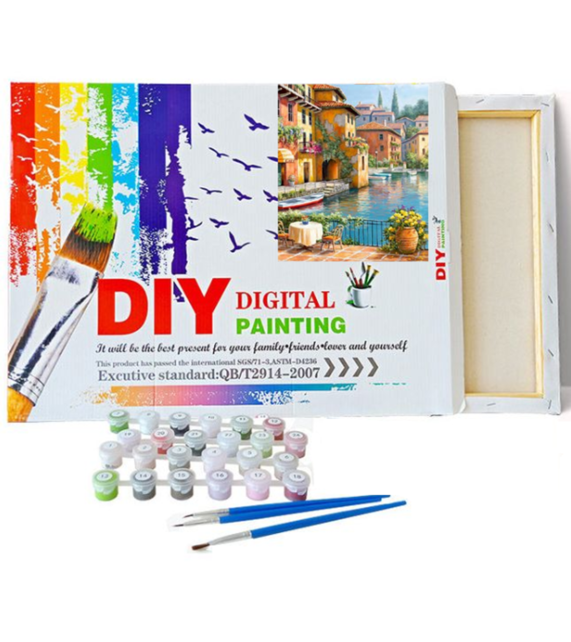 ערכת ציור לפי מספרים DIY - נוף כפרי על שפת האגם | Digital Painting