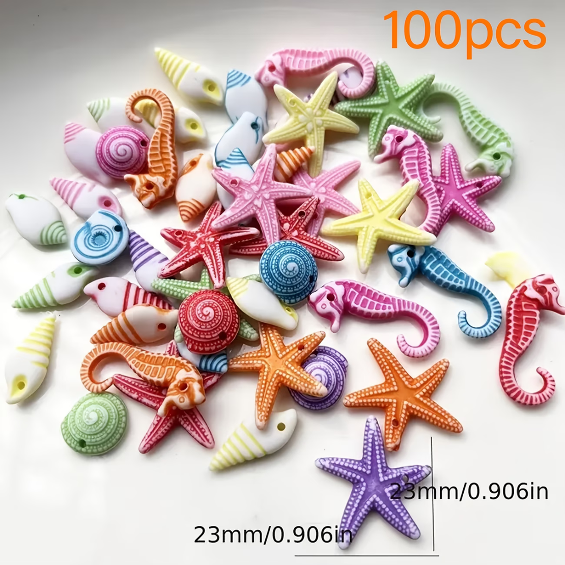 סט חרוזי ים צבעוניים לתכשיטים ויצירה – Ocean Theme Charms Beads Mix 100PCS