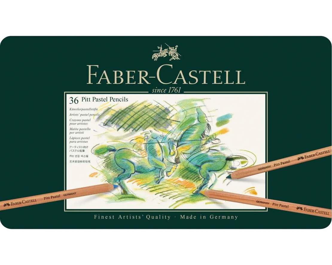 סט עפרונות פסטל קופסת פח 36 עפרונות  Faber-Castell Pitt
