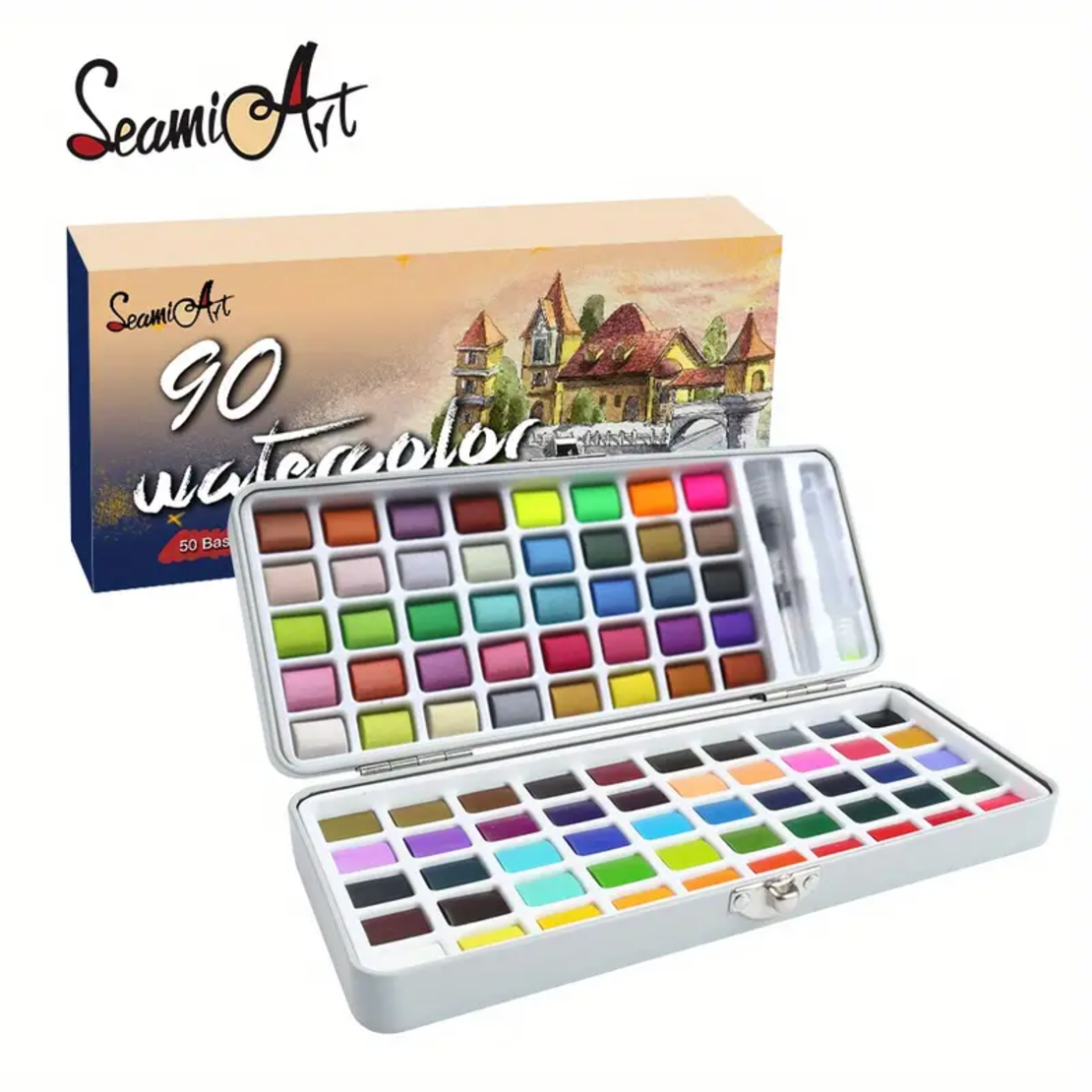 ערכת צבעי מים 90 צבעים בסט מתכת יוקרתי SeamiArt