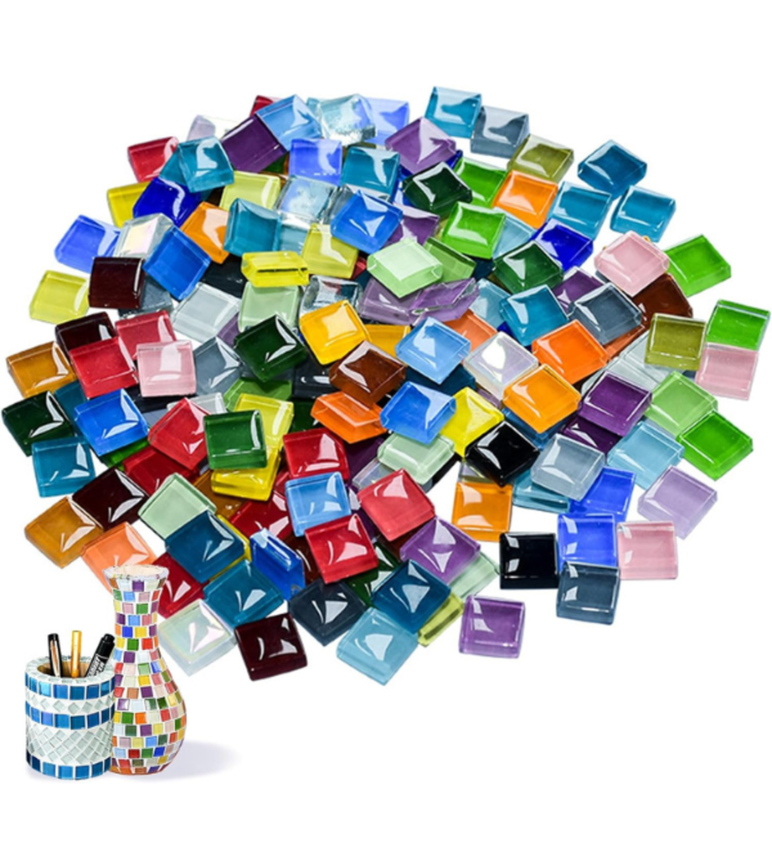 פסיפס זכוכית צבעוני ליצירה – 500 גרם (אבני פסיפס דקורטיביות)