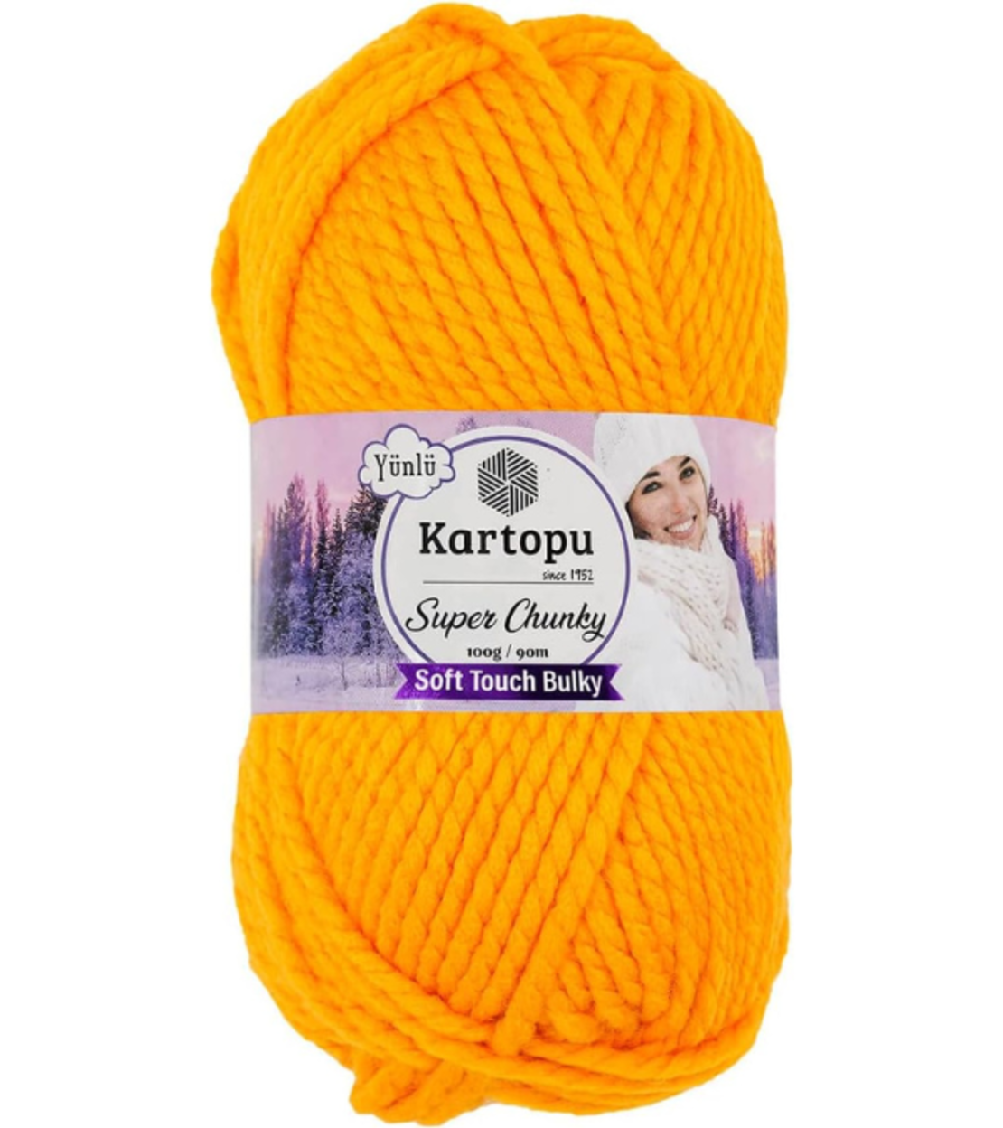חוט צמר עבה לסריגה Kartopu Super Chunky – צבע צהוב חרדל