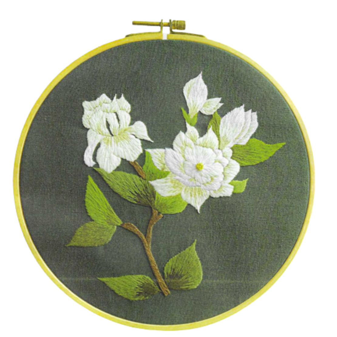 ערכת רקמה בעיצוב ענף פרחים לבנים – White Blossom