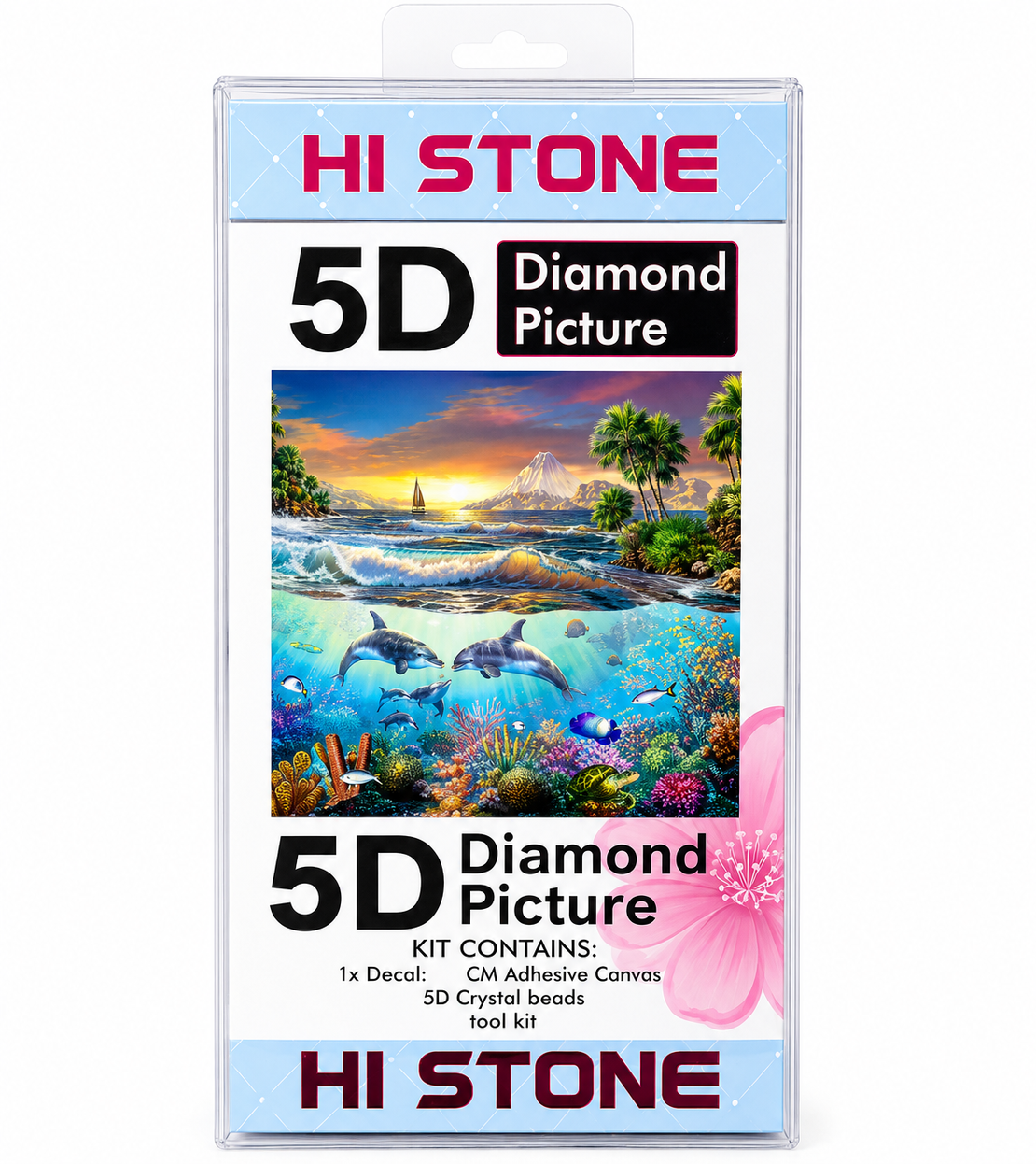 ערכת תמונת יהלומים 5D HI STONE - דולפינים ונוף אוקיינוס - 50x40 ס