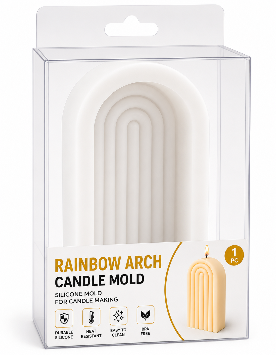 תבנית סיליקון לנר קשת מודרני – Rainbow Arch Candle Mold