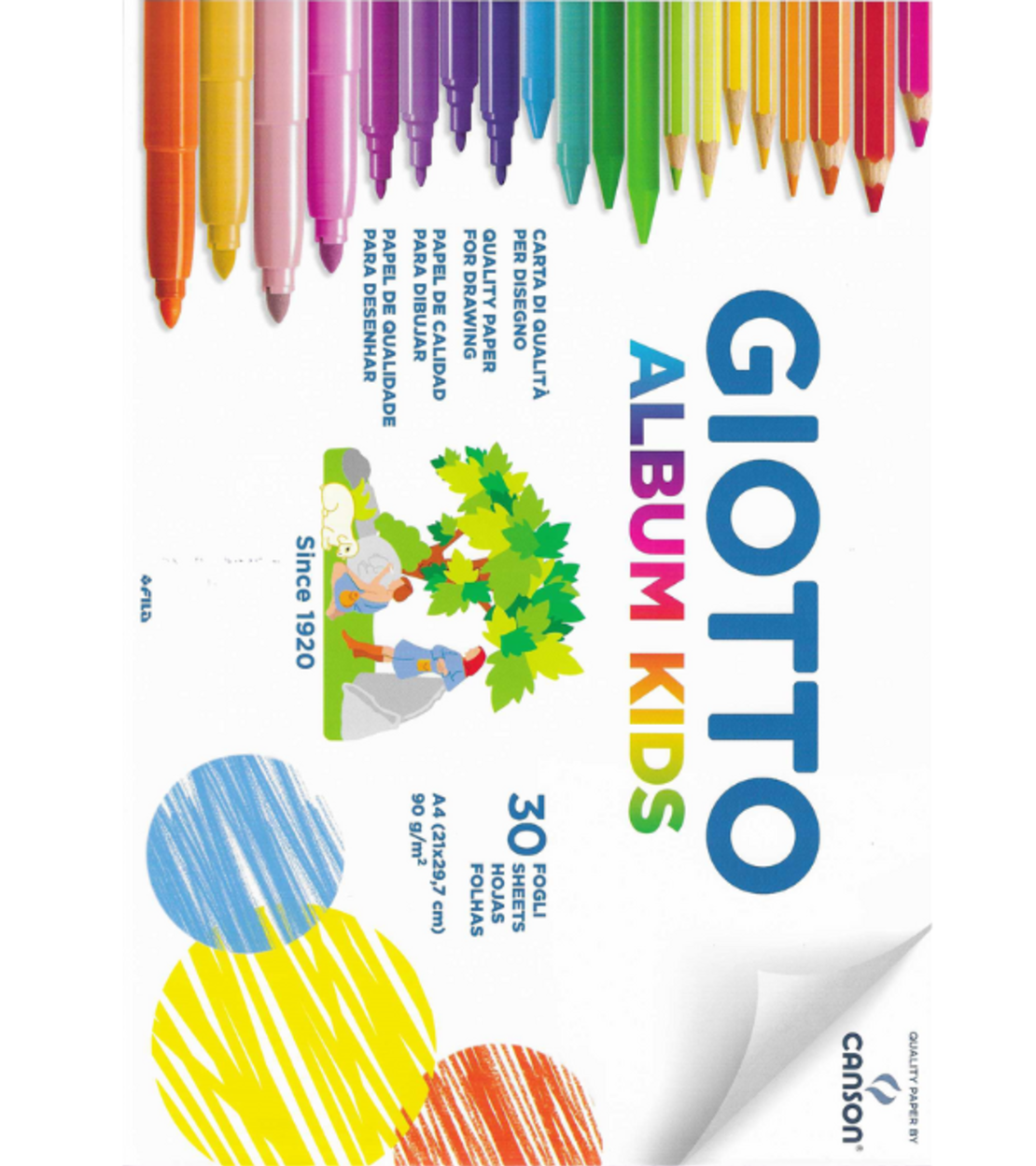 בלוק ציור לילדים 30 דפים 90 גרם Giotto Album Kids - A4
