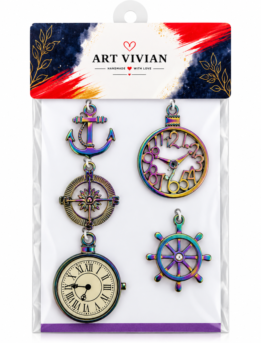 סט תליונים ימיים לעיצוב ותכשיטנות – Nautical Charms 5 Pieces Pendant Set