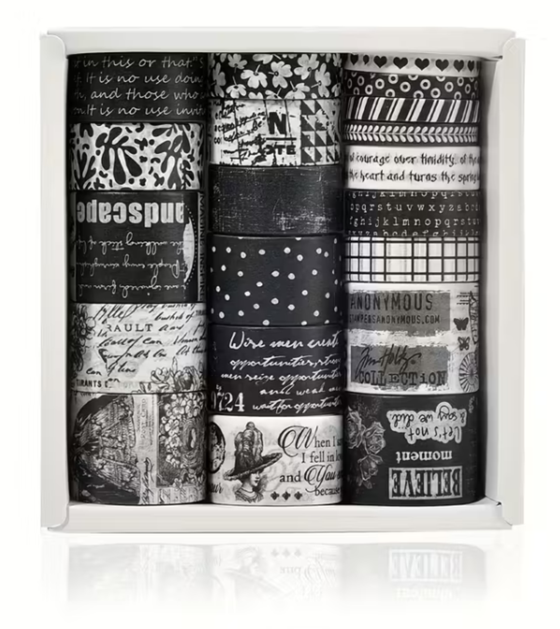 סט סרטי וושי דקורטיביים – שחור לבן וינטג' (Black & White Memory)