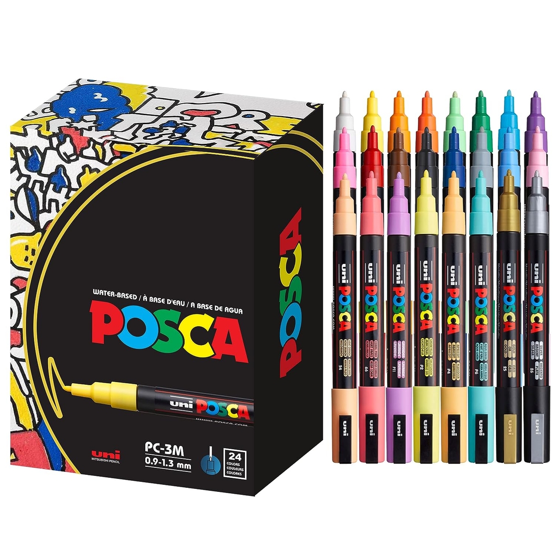 סט 24 טושים אקריליק פוסקה UNI POSCA PC-3M